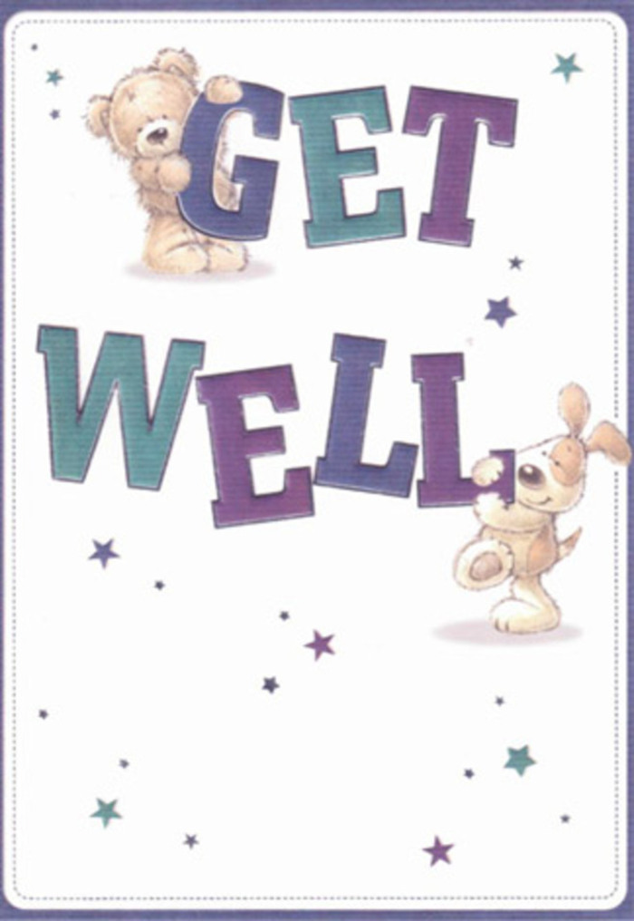Welcoming and sincere, this illustrated get well card channels the heart of Edgware's vibrant community. Centered on a lovable bear and a cheerful puppy, the design sparkles with the gentle play of scattered stars-each one like a quiet wish drifting over the rooftops of local homes. Their soft, rounded features are rendered with such care that the textures seem almost tangible-the bear's downy fur and the puppy's velvet ears draw you in, inviting comfort. The broad letters of 'Get Well,' layered in deep purples, aquas, and hints of teal, anchor the scene with confident optimism, standing out brightly against the untouched white background. There's a tactile quality to the composition, a reminder of the artistry that goes into creating something meaningful, akin to the way Flowers Edgware arranges freshly picked stems for deliveries near Deansbrook Road or Edgwarebury Lane. The light, airy feeling calls forth memories of sending cheerful posies to friends and neighbours, combining visual kindness with genuine emotional care. As if crafted with the same dedication found in every hand-tied bouquet, this card brings hope, warmth, and a touch of whimsy, perfect for lifting spirits and supporting loved ones across the Edgware community.